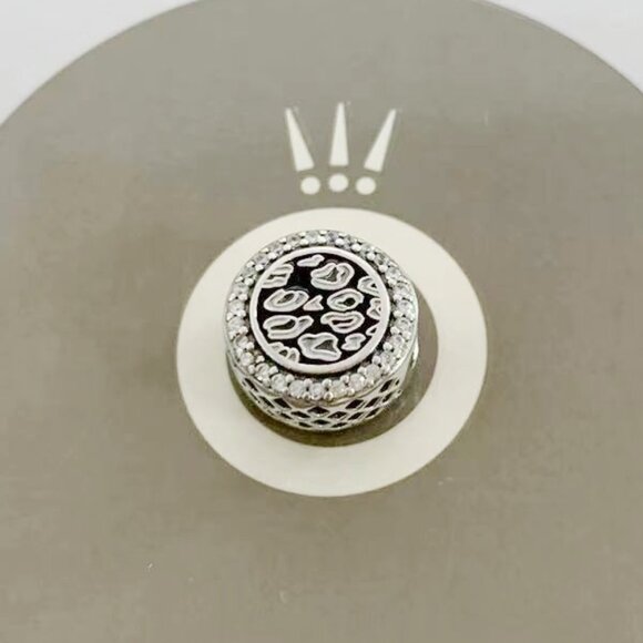 Pandora Black Leopard Print String Charm Bead - Picture 1 of 2